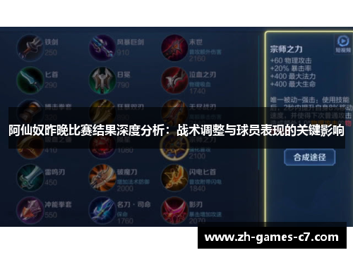 阿仙奴昨晚比赛结果深度分析:战术调整与球员表现的关键影响 阿仙奴昨晚比赛结果深度分析:战术调整与球员表现的关键影响
